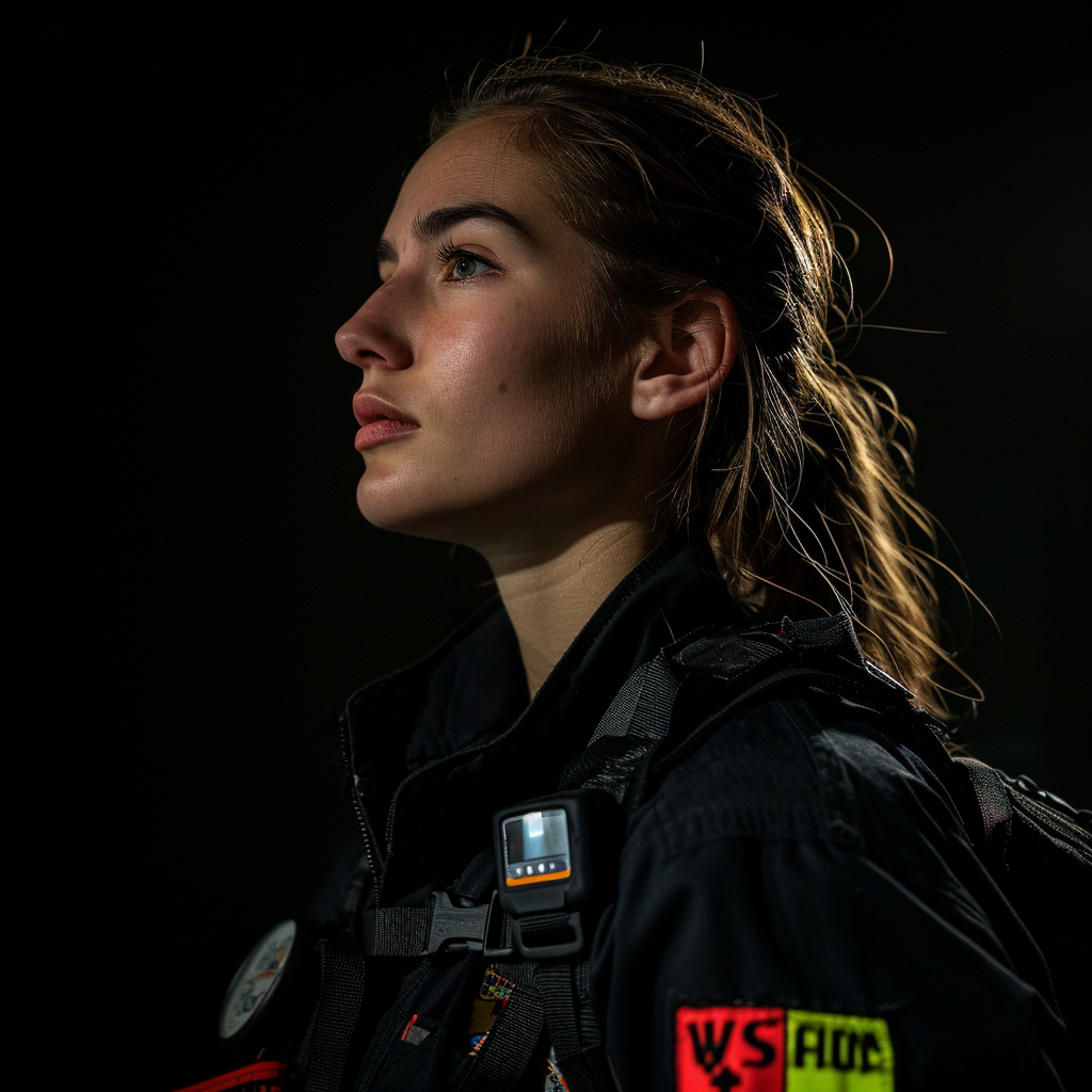 Female EMT in uniform profile