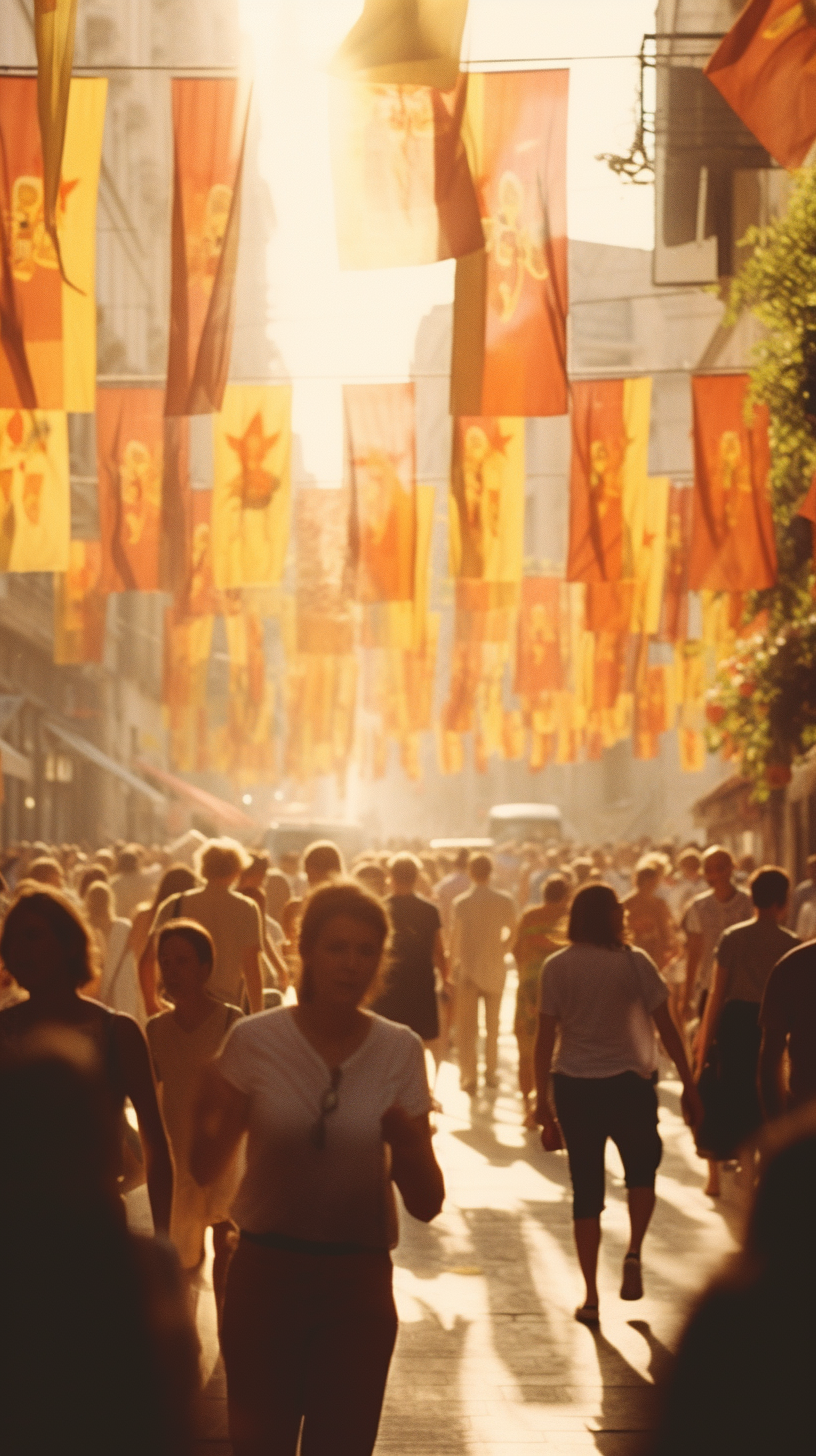 Vibrant South European Festival Street Scene