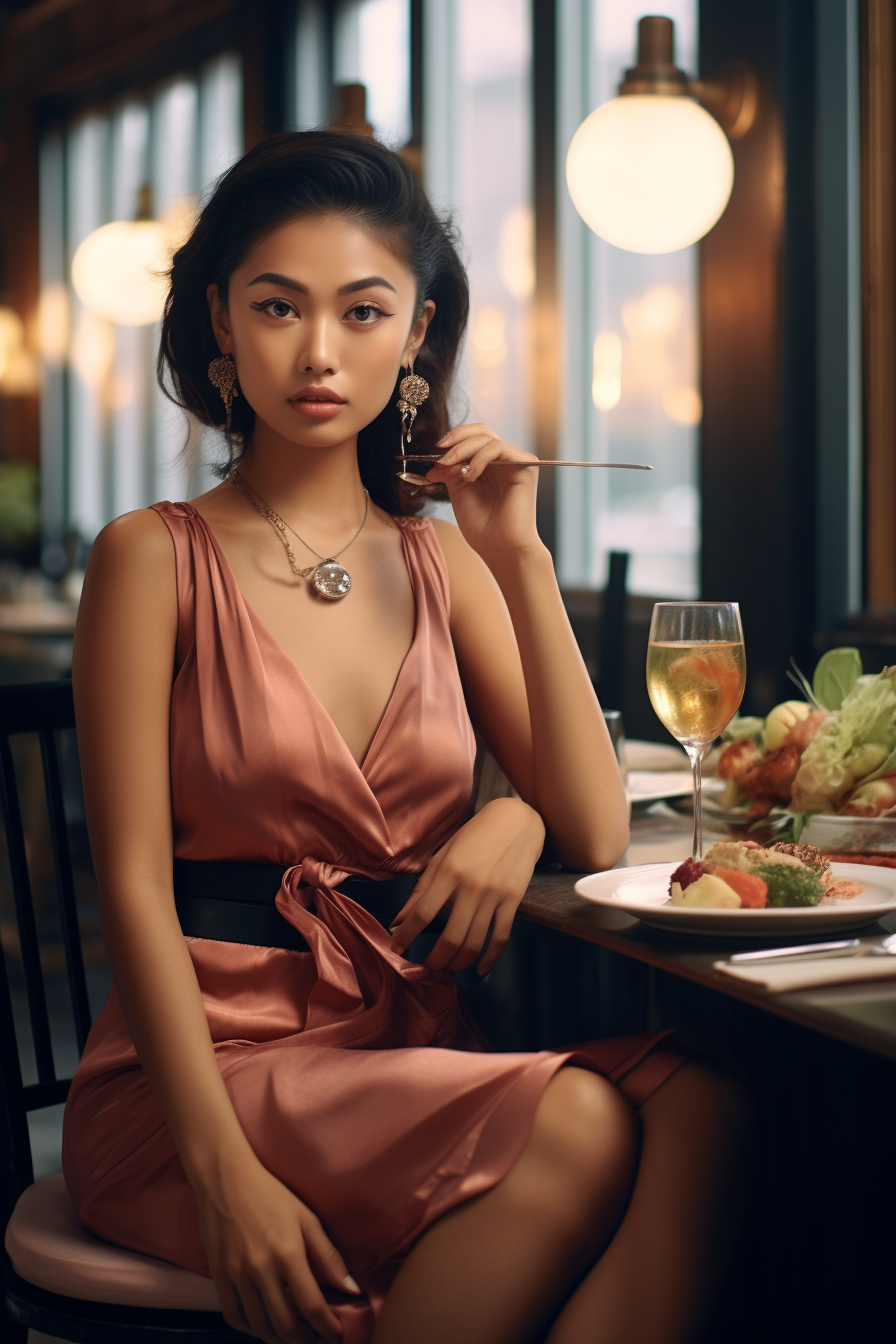 Filipina Eating Dior Restaurant