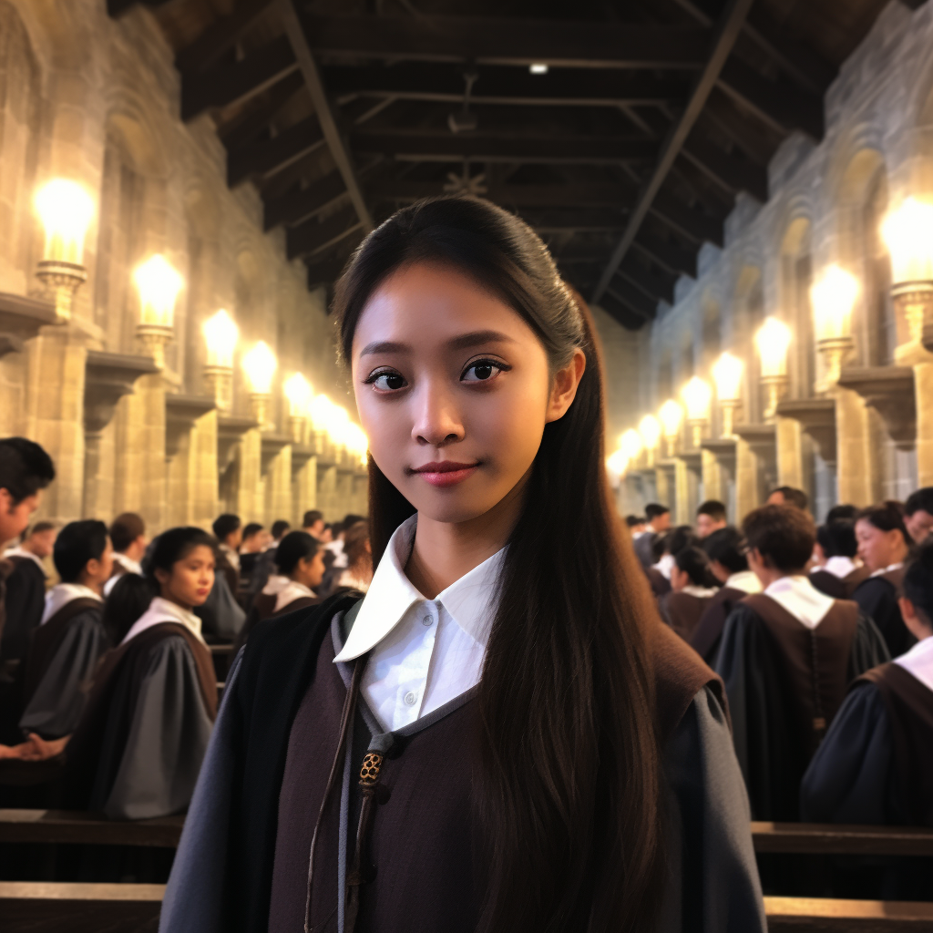 Beautiful Filipino girl in Defense of the Dark Arts class