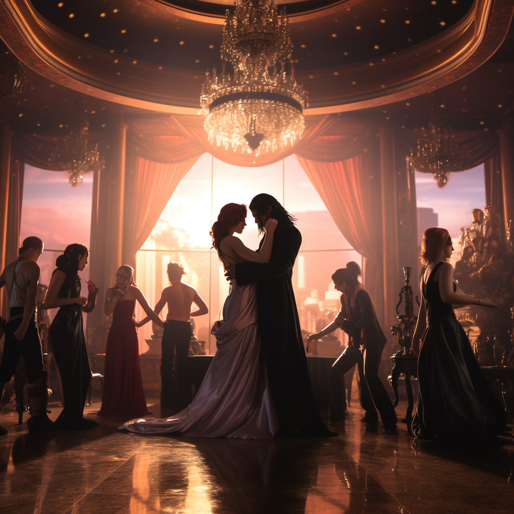 Beautiful ballroom scene photography backdrop