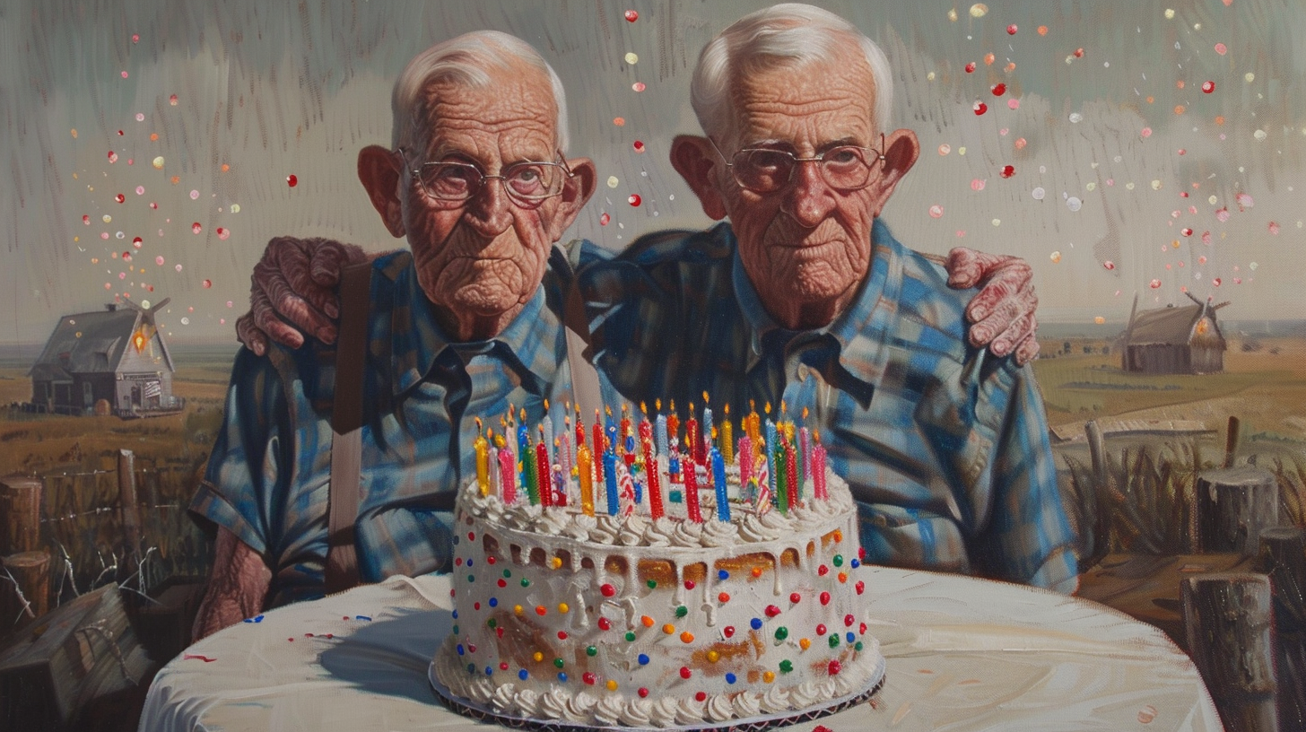 Twin Men Celebrating Birthday Painting