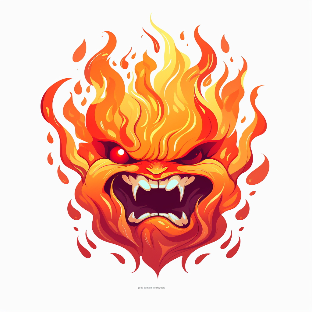 Vibrant fire cartoon design on white background