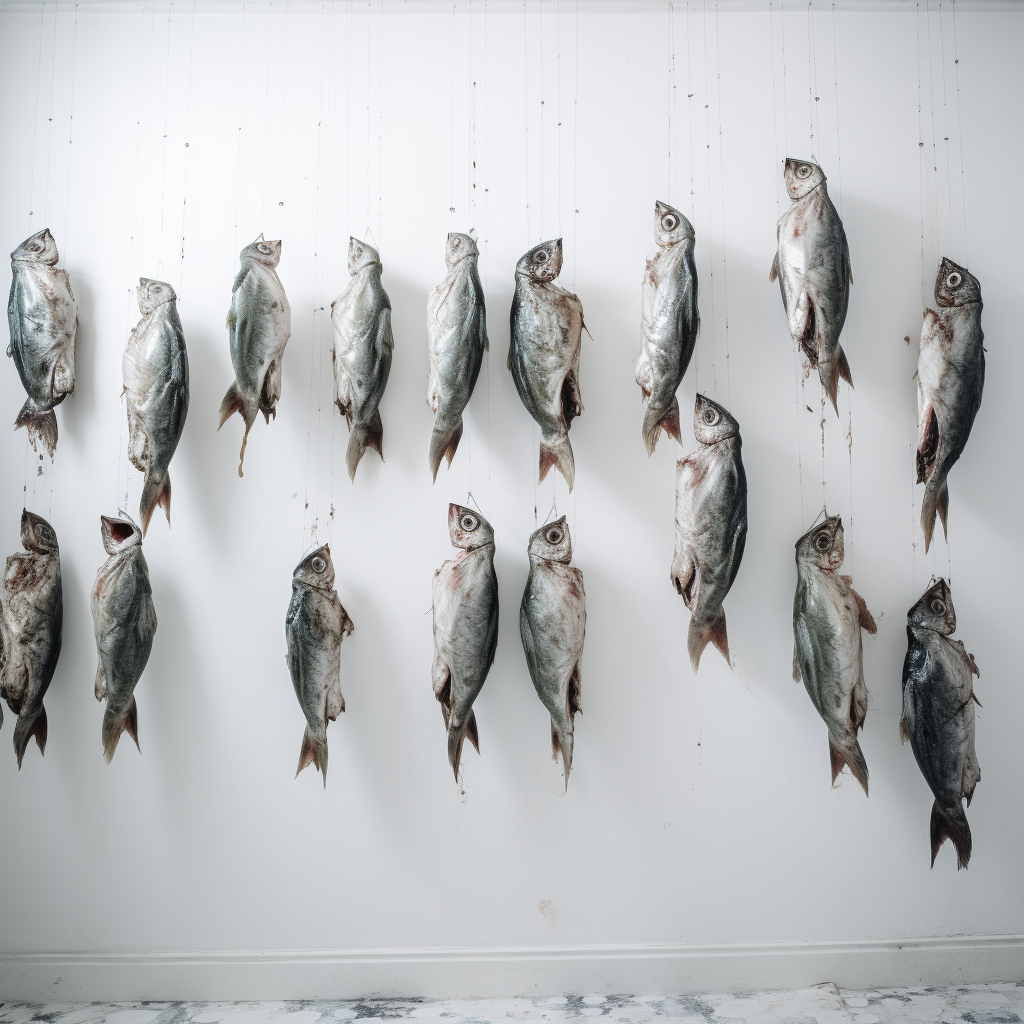 Hyperrealistic fish pattern wall hanging