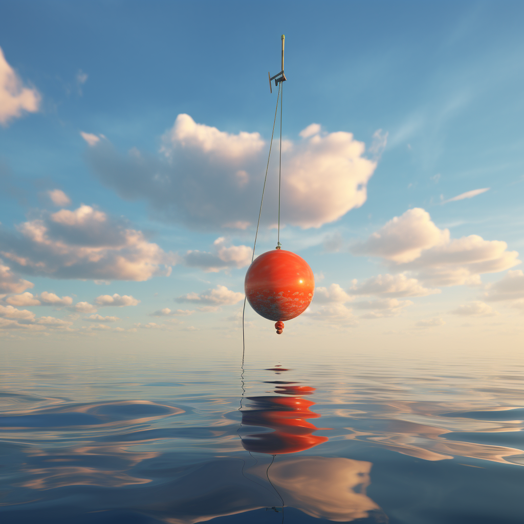 Fishing bobber on ocean surface