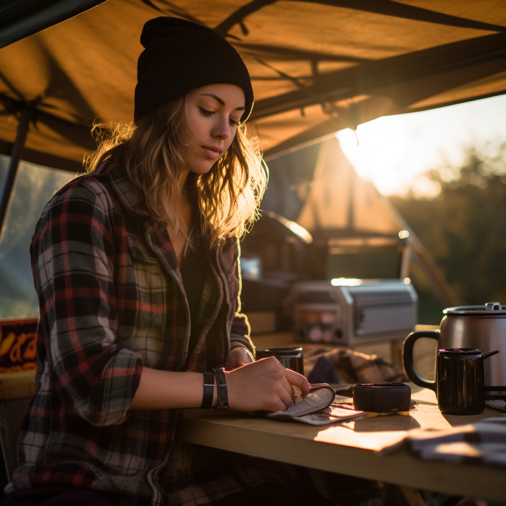 Simplistic coffee stall covered with flannel pattern