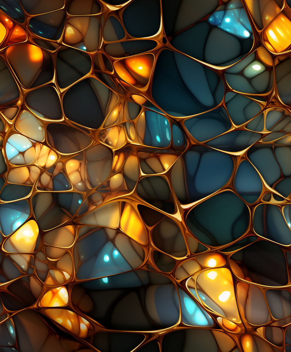 Beautiful Fractal Voronoi Golden Bubbles Artwork