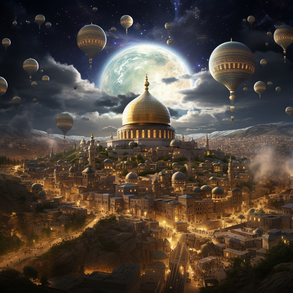 Jerusalem city floating in space