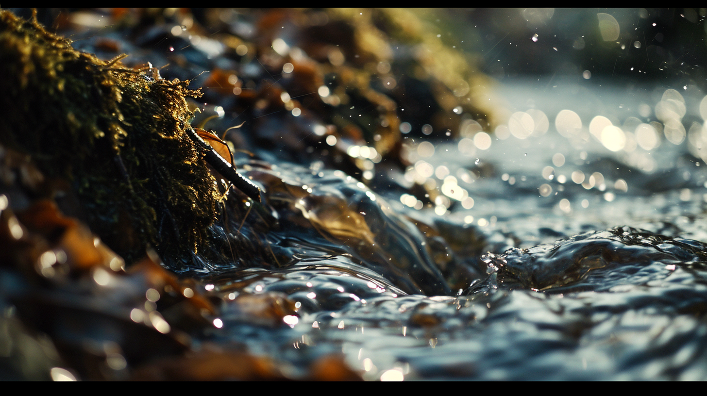 Macro shot of flowing organic matter and nature elements