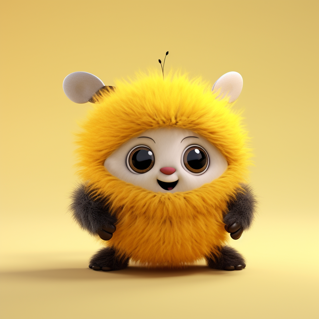 Cute fluffy bumblebee character design