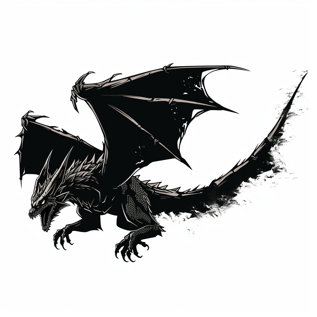 Flying Fantasy Dragon Silhouette