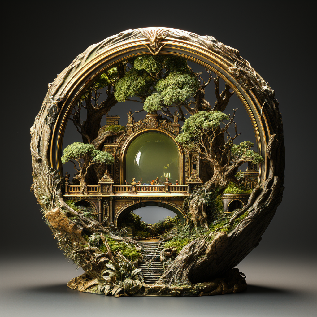 Art Nouveau forest scene frame