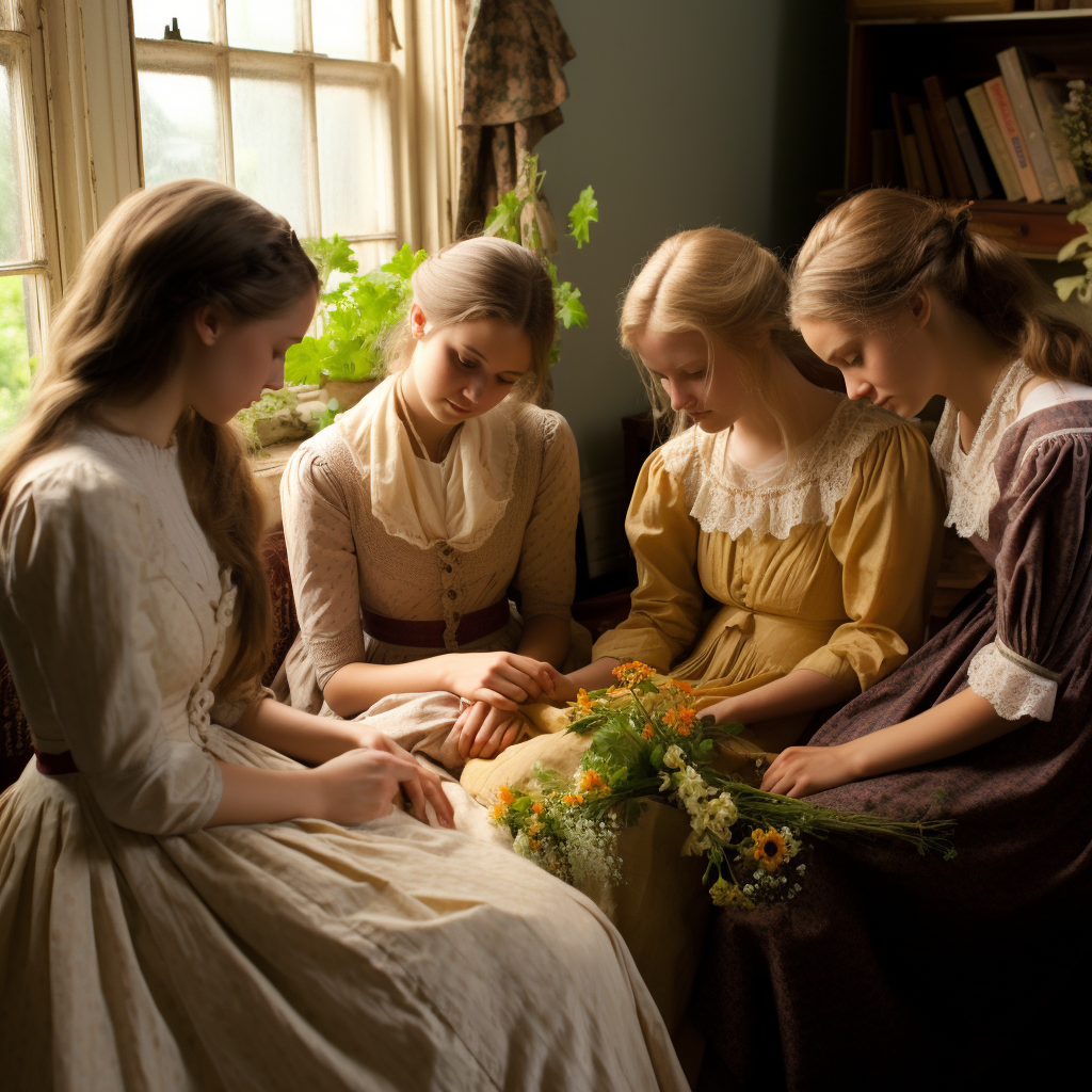 Sisters bonding in 1800s England