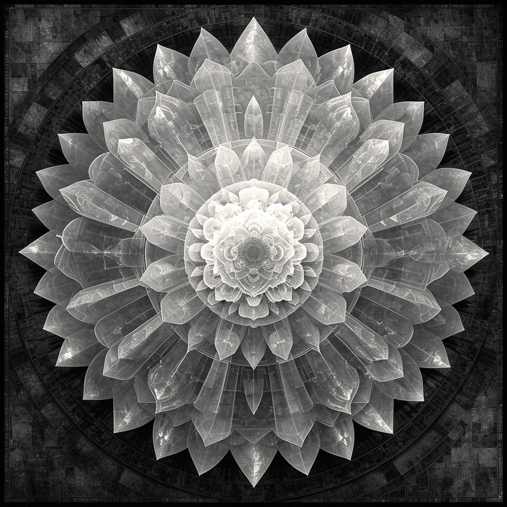 Fractal Mandala Fusion Platonic Solids Monochrome Image