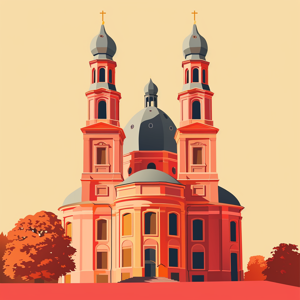 Frauenkirche Lugo Red Palette Vector Image