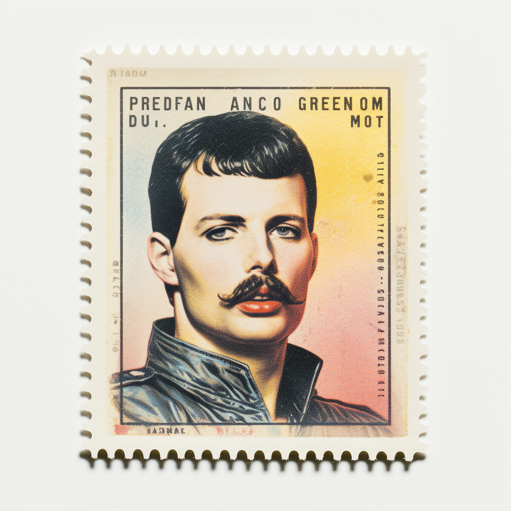 Freddie Mercury on Old Stamp