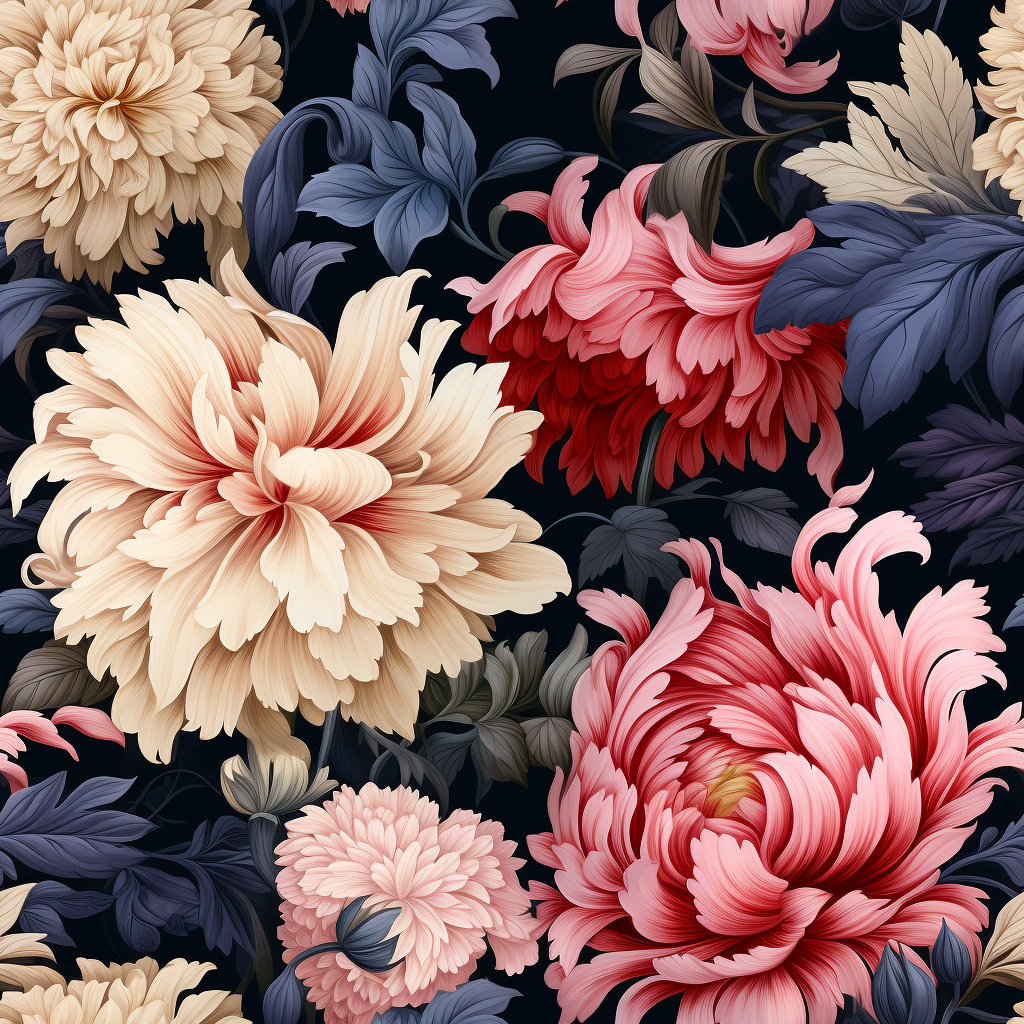 Elegant French Floral Damask Print