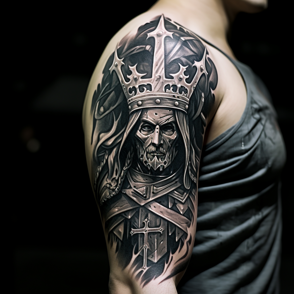 French Lys King Templar Tattoo