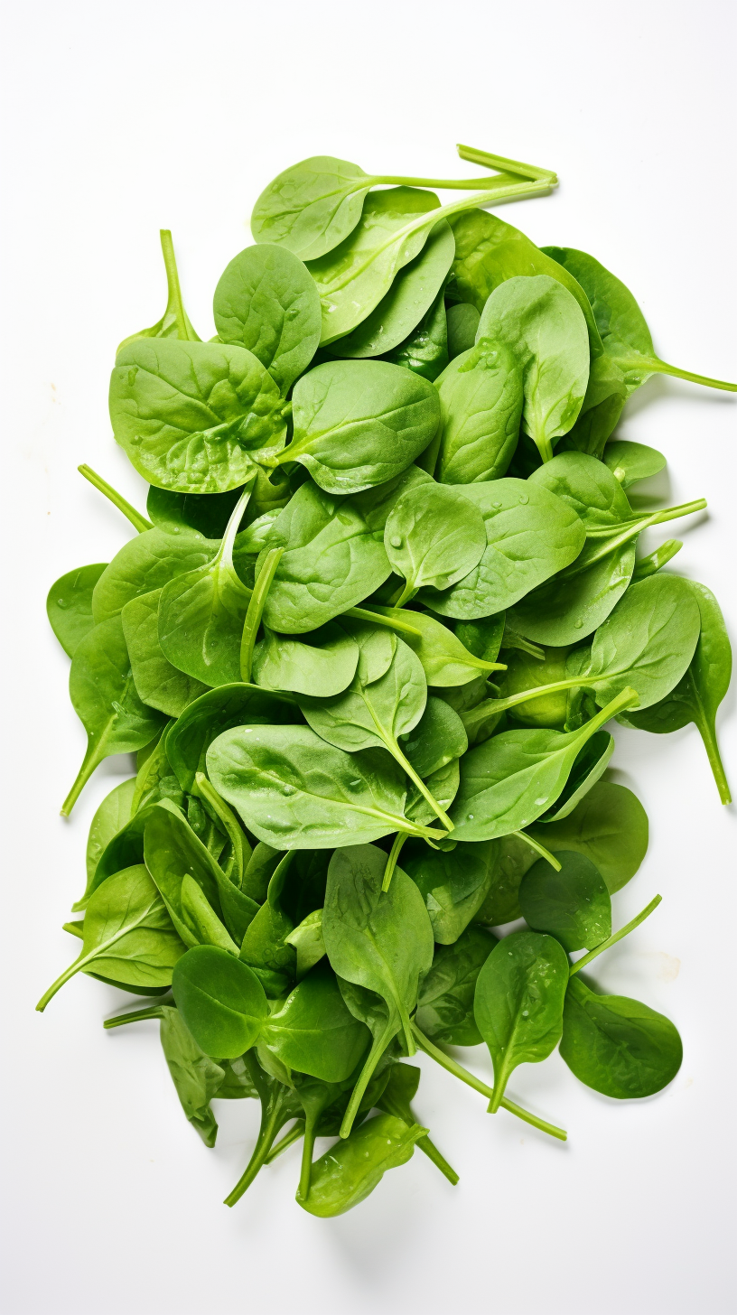 Fresh spinach salad on light background