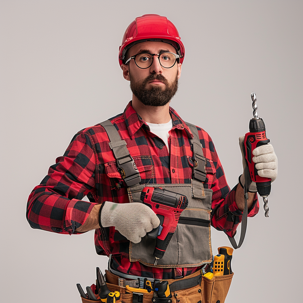 Smiling construction worker with tools