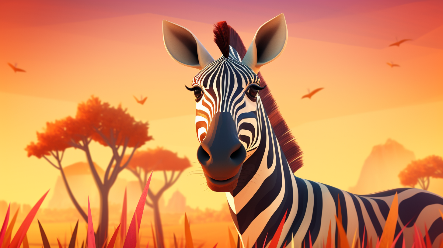 Friendly zebra in savanna