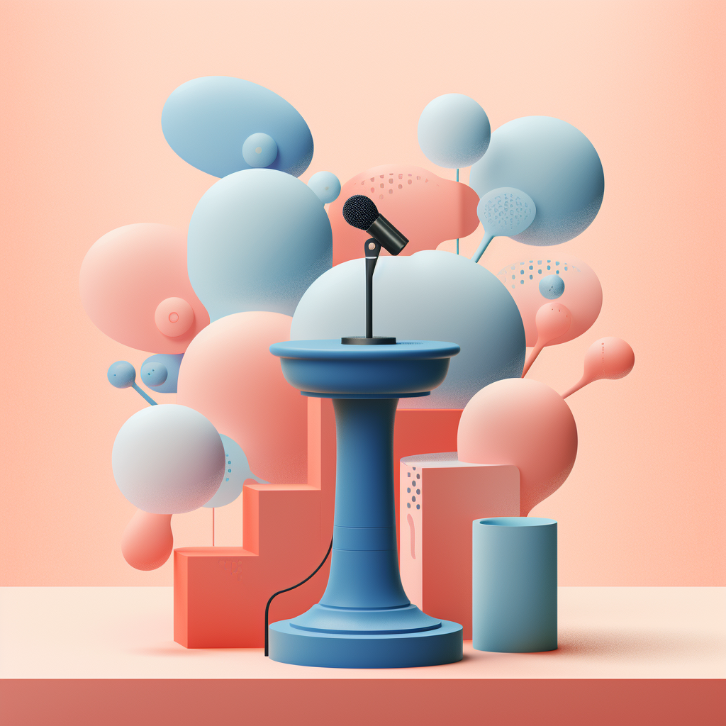 Podium with Coral Speech Bubbles