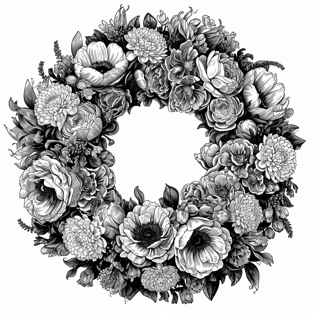 Funeral Wreath Comic Book Lineart