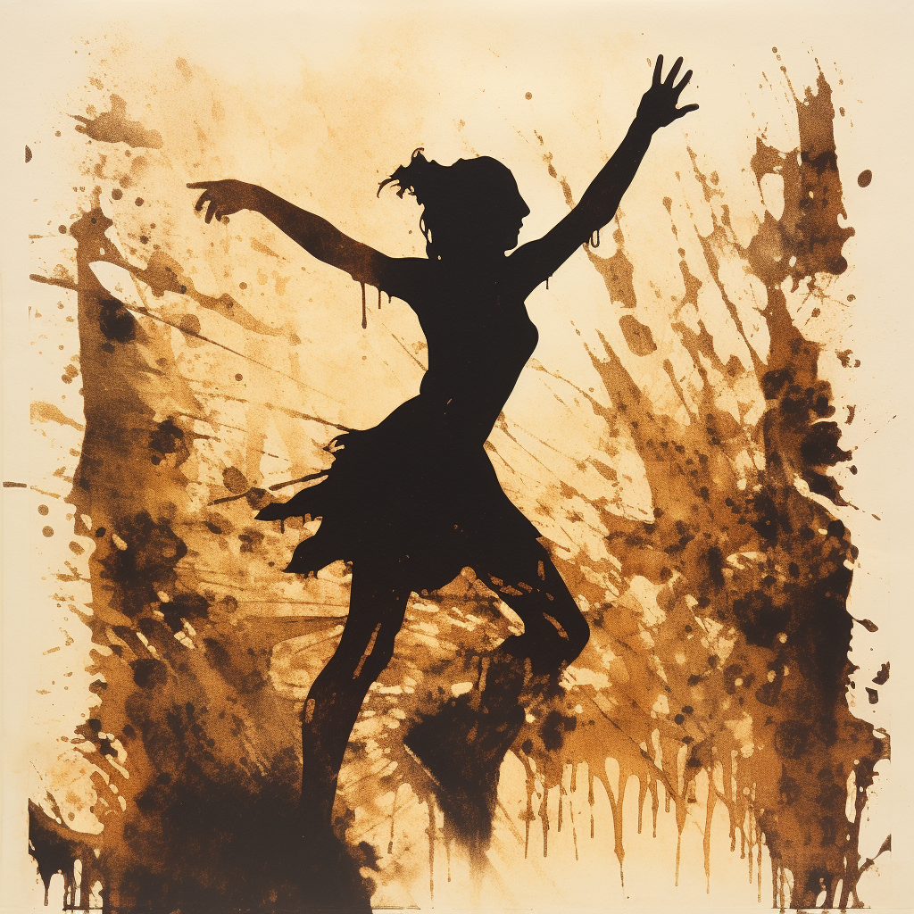 Abstract figure lithograph dance silhouette