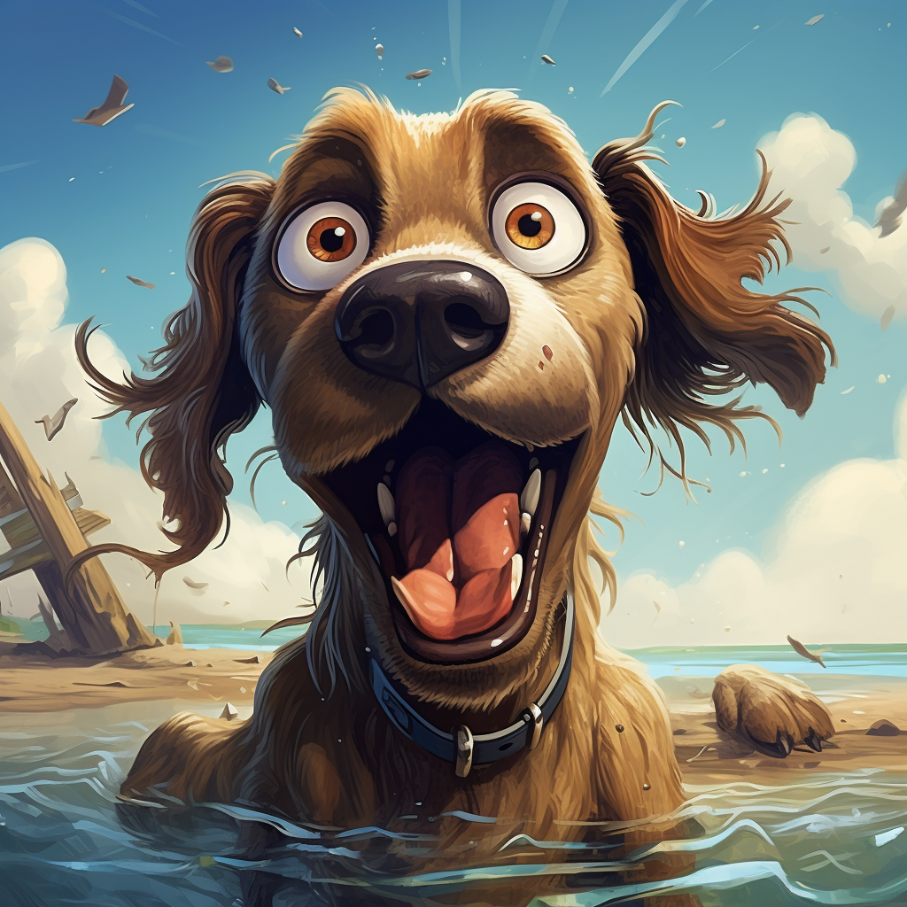 Funny dog cartoon illustration