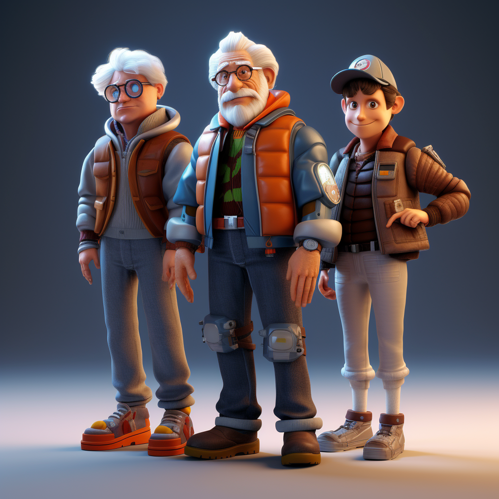 Future characters in full body Pixar style