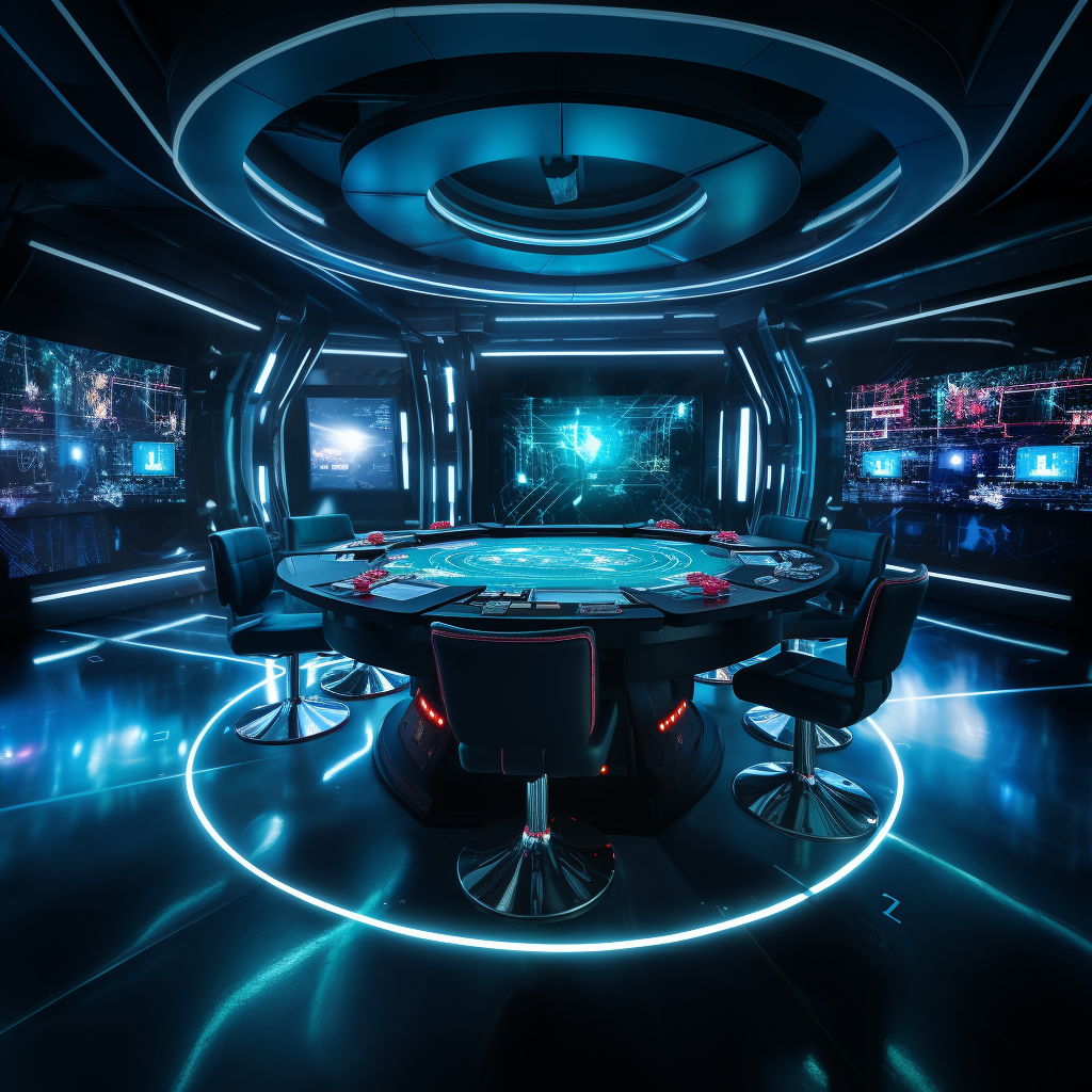 Futuristic blackjack table at modern casino