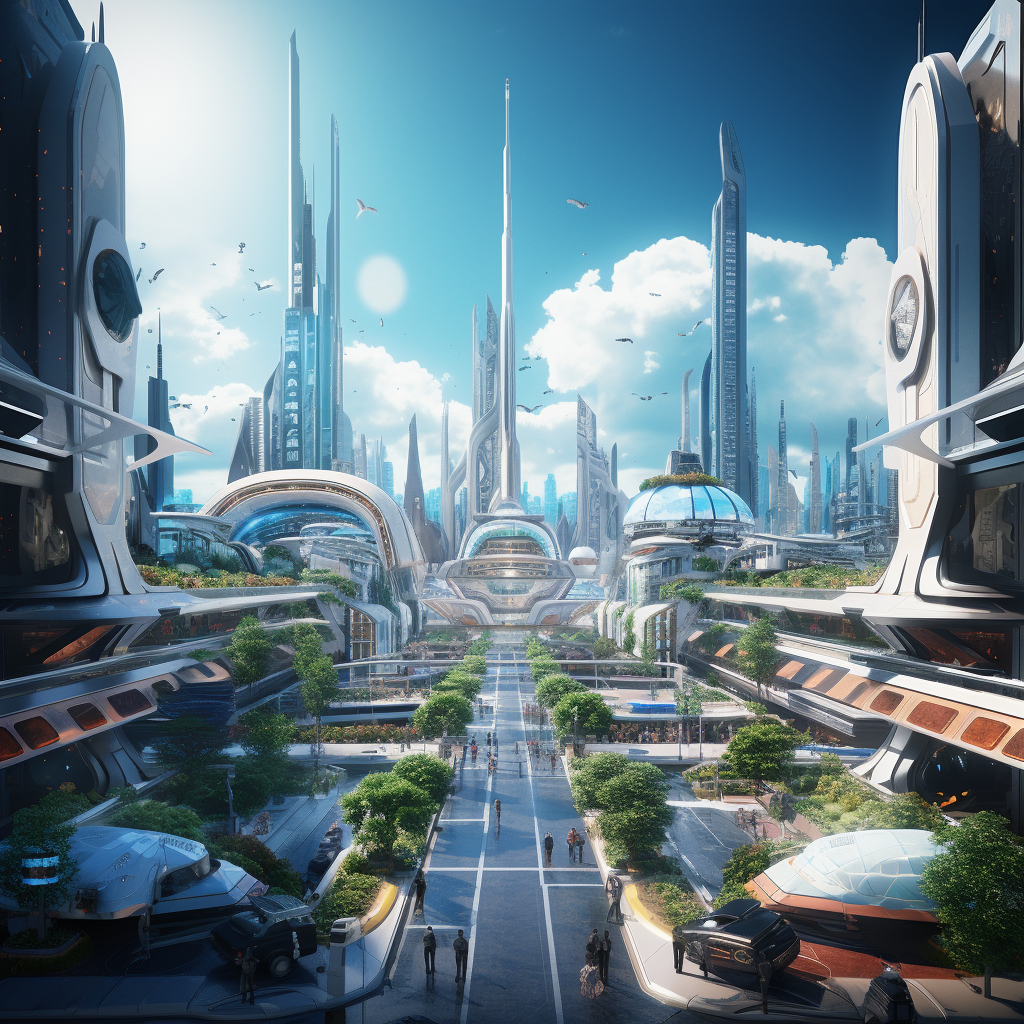 Futuristic cityscape with modern architecture