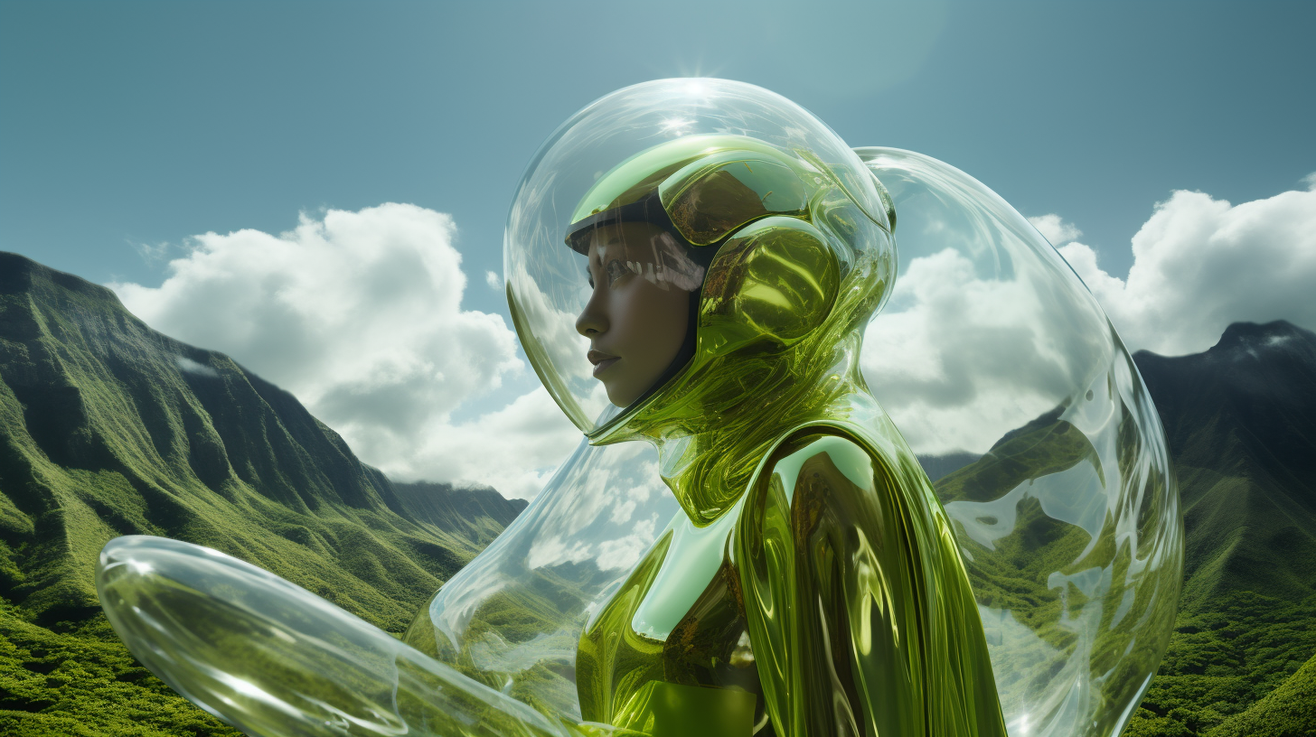 Futuristic Fashion Avatar in Green Glow