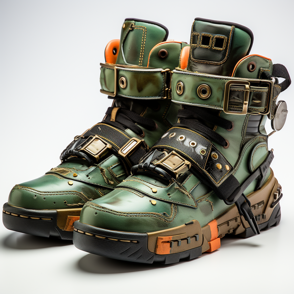 Futuristic Robotic Sneakers in Green and Black