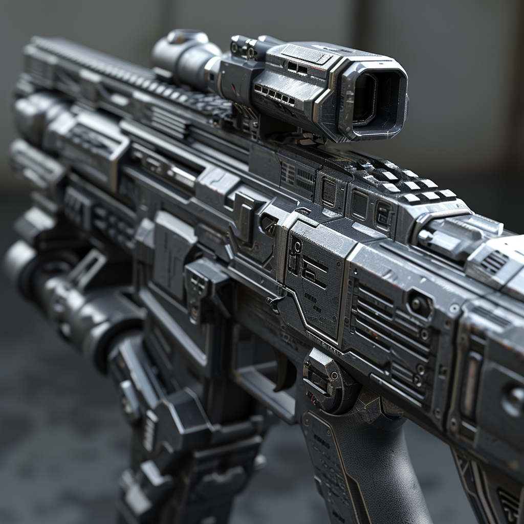 Photorealistic submachine guns for futuristic game