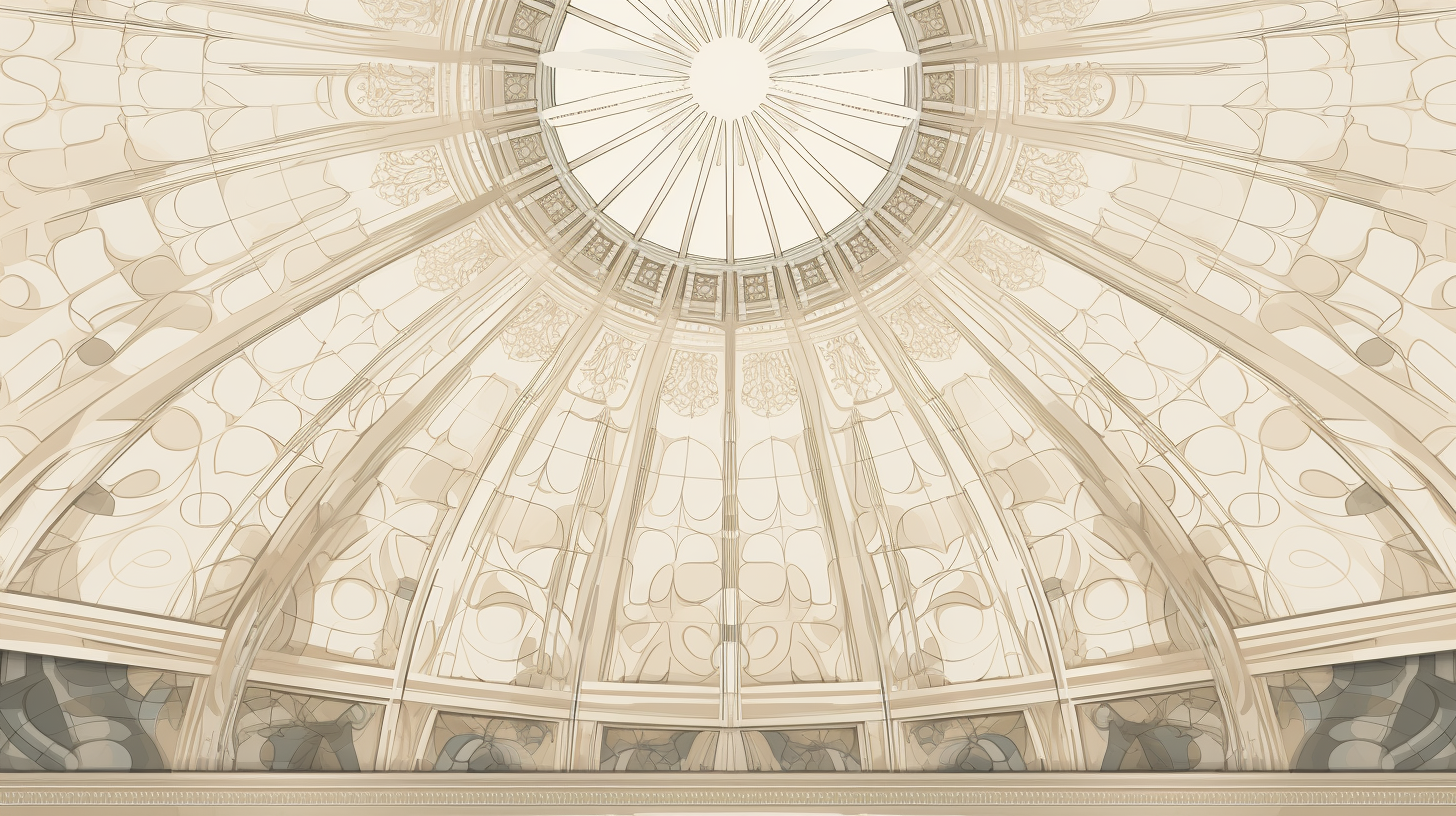 Architectural blueprint of Galleria's iconic dome and flooring