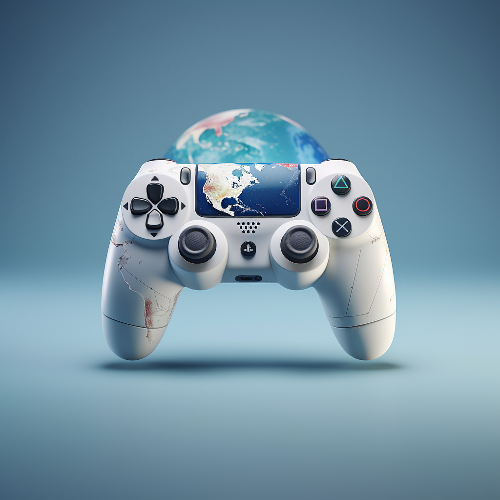 Simplistic gaming controller connected to Earth