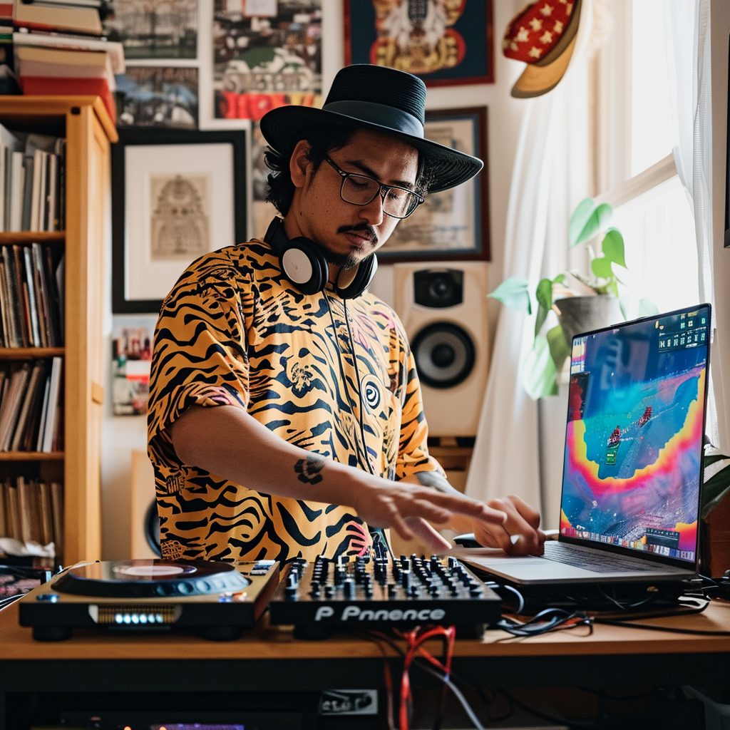 Gen Z Latinx DJ in Room