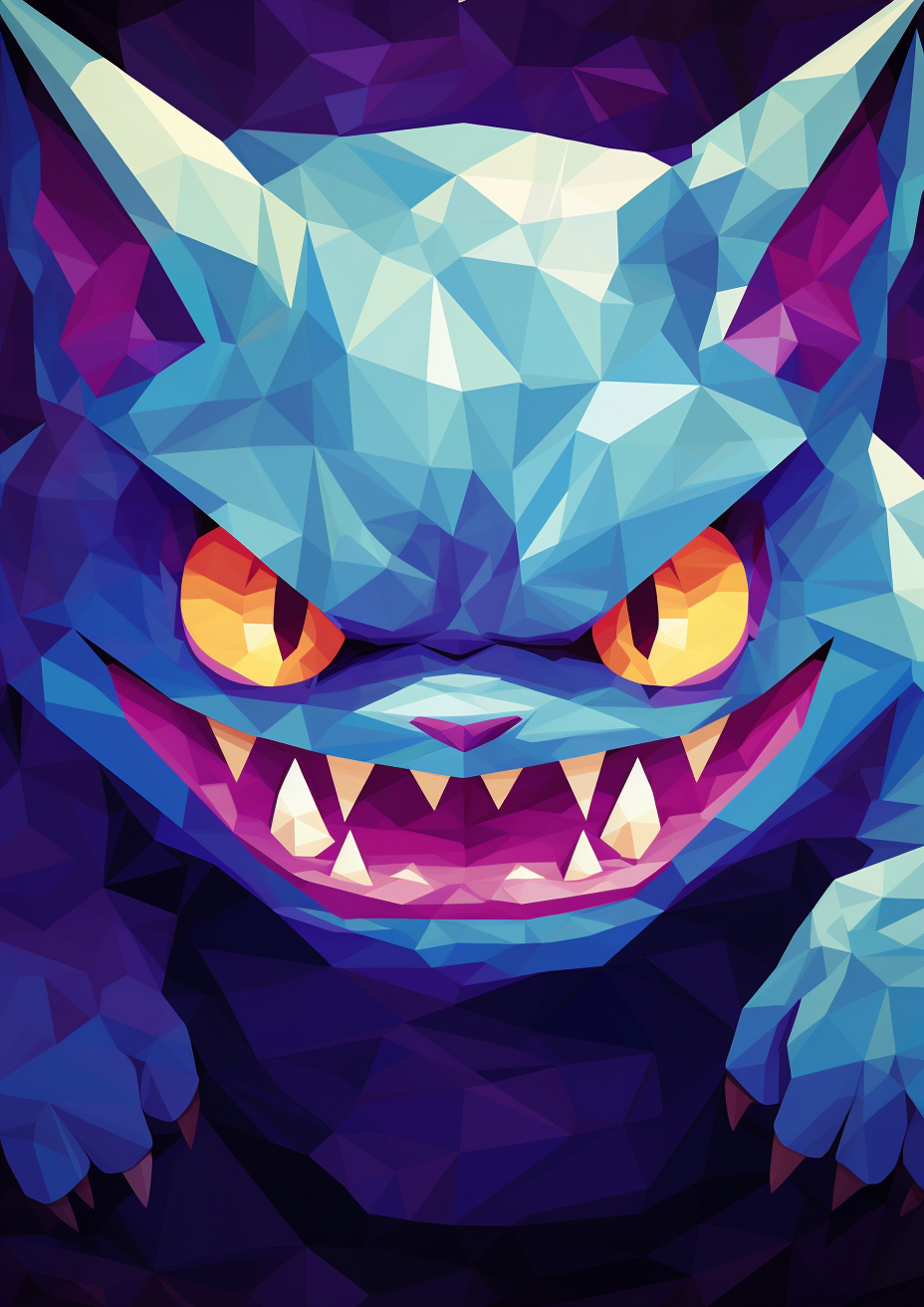 Minimalist Gengar in Psycho Cubism Forms