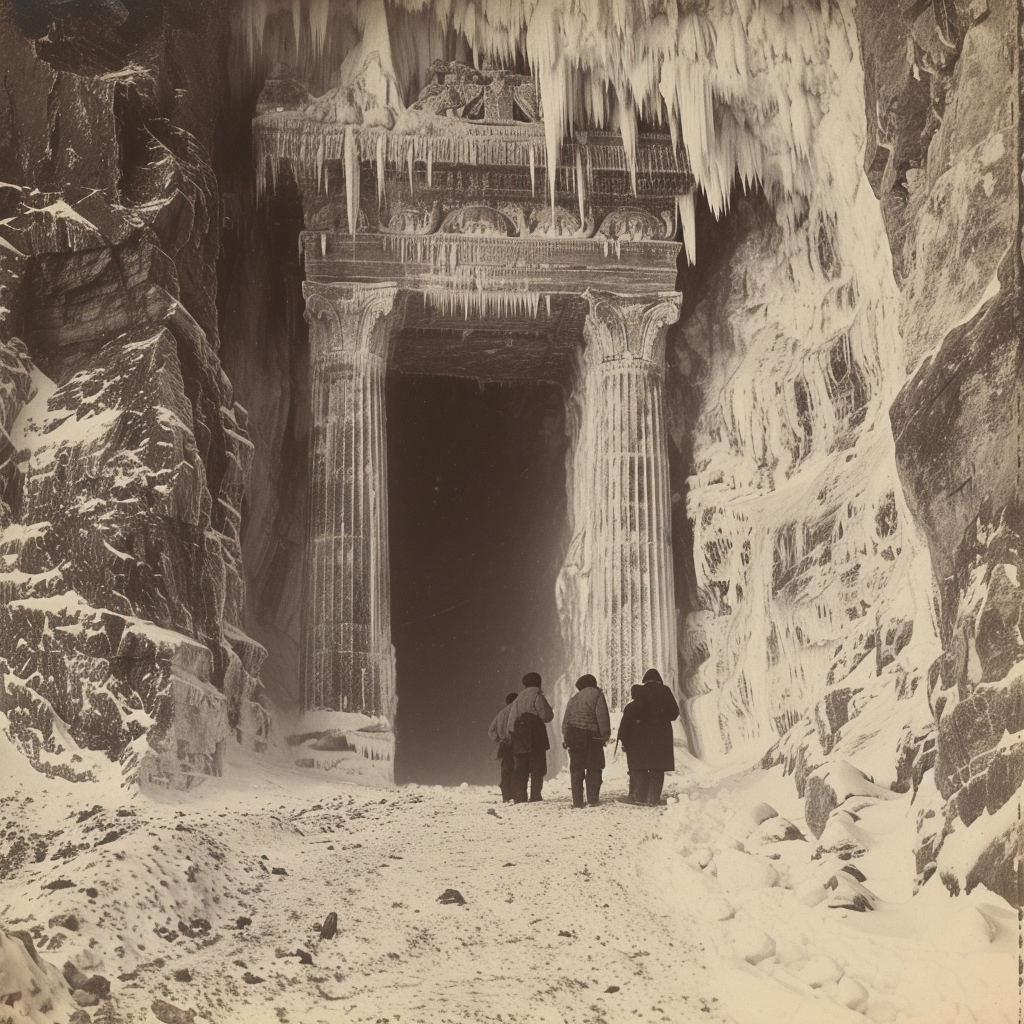 German Antarctic Explorers in Ancient Temple