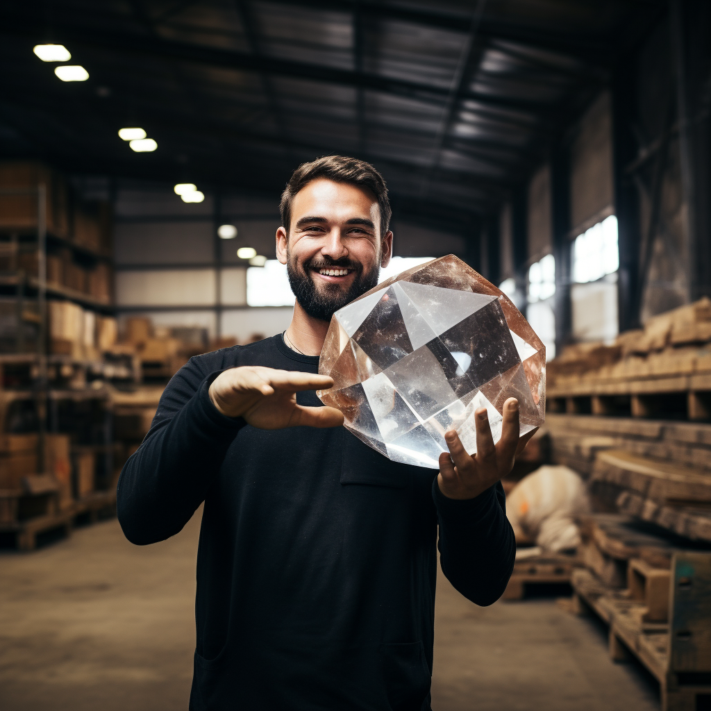 Man with Huge Polished Diamond