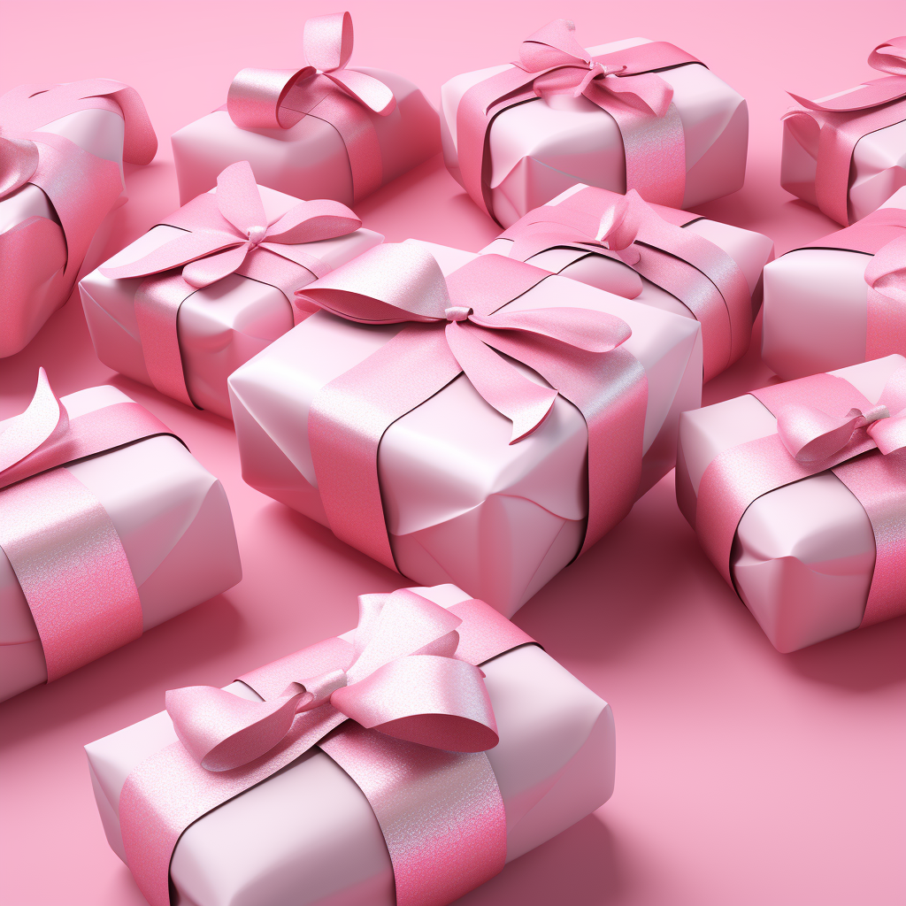 Gift wrap rolls on pink background