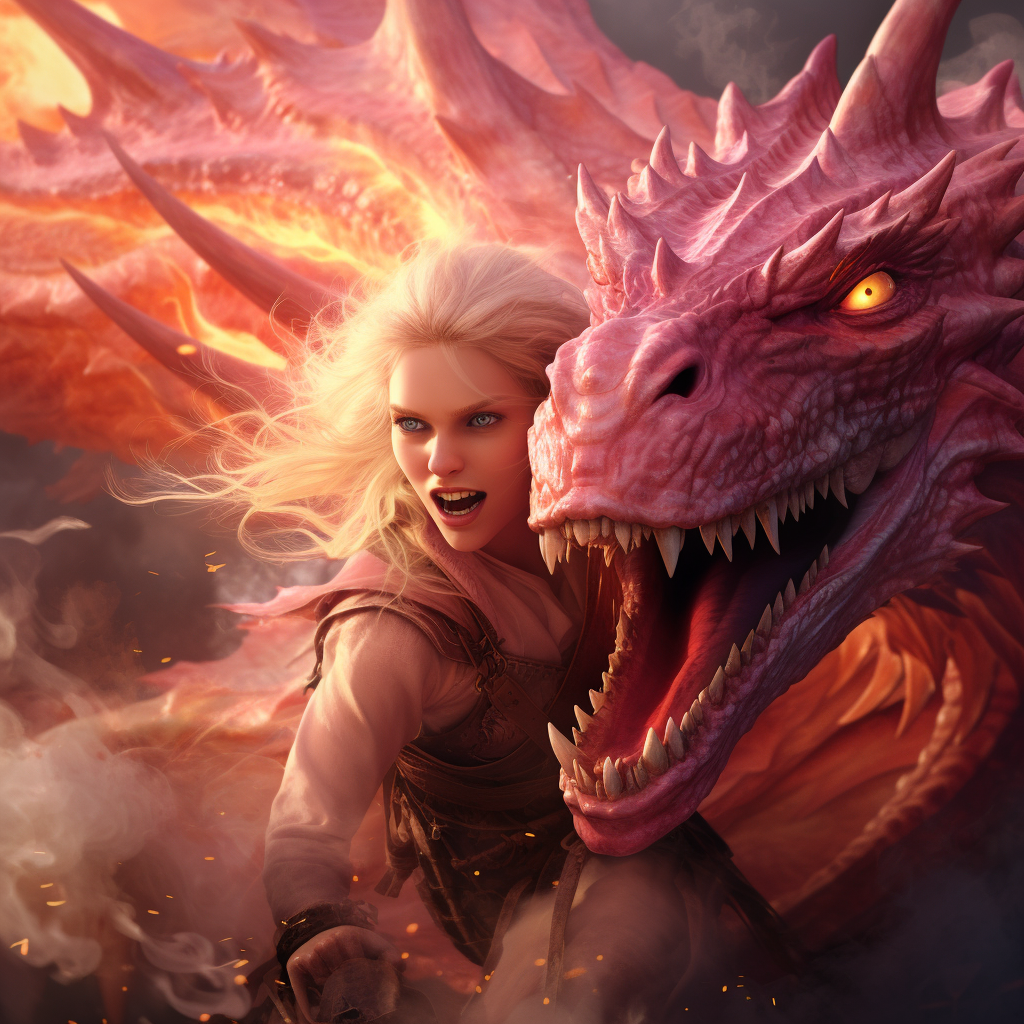 Girl Riding Fire Breathing Dragon