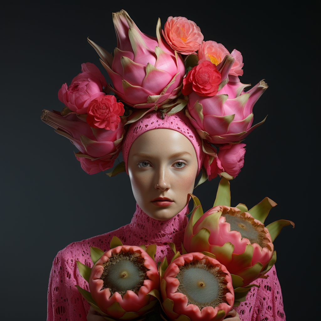 Girl with dragonfruit head