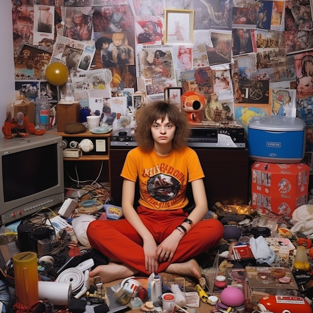 20 Year Old Girl Sitting on Floor in Living Room