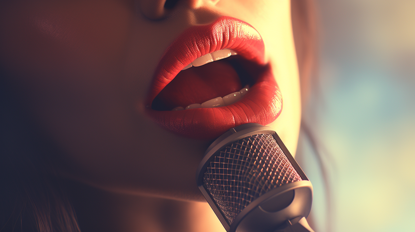 Girl singing into the microphone