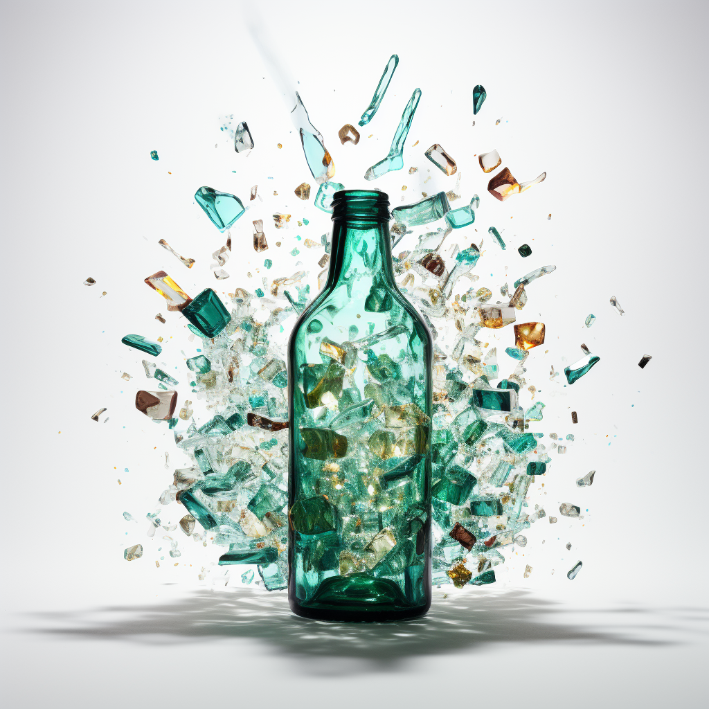 Glass Bottle Explosion on Ground