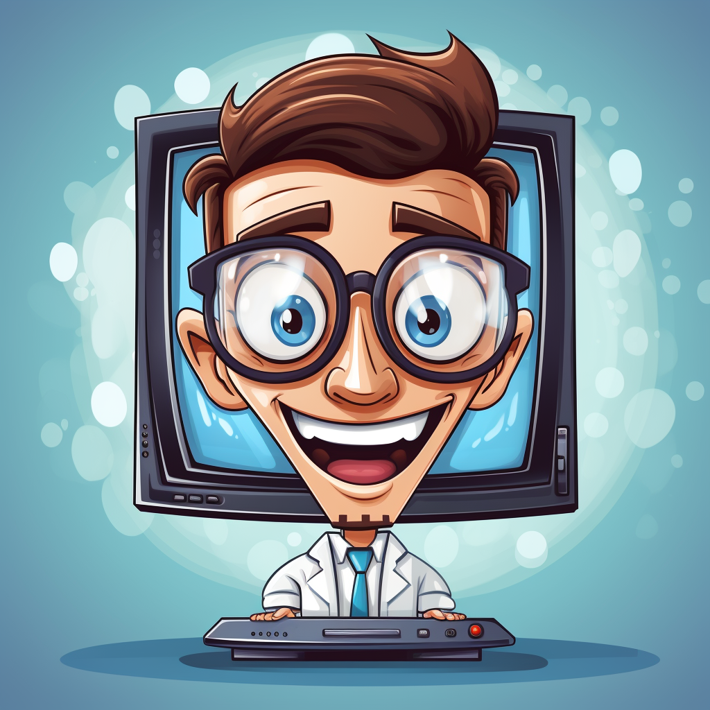 Cheerful doctor with TV screen face