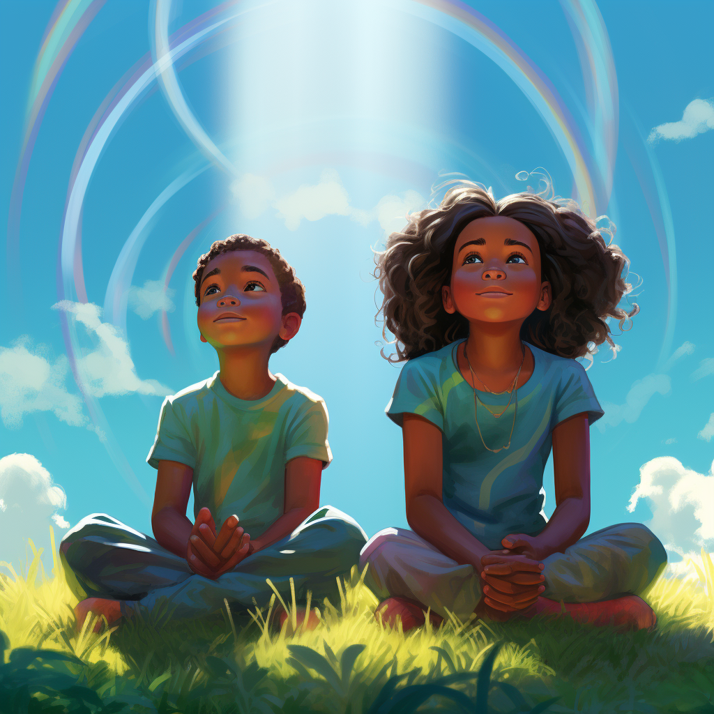 Glen Keane Rainbow Meditation Kids Illustration