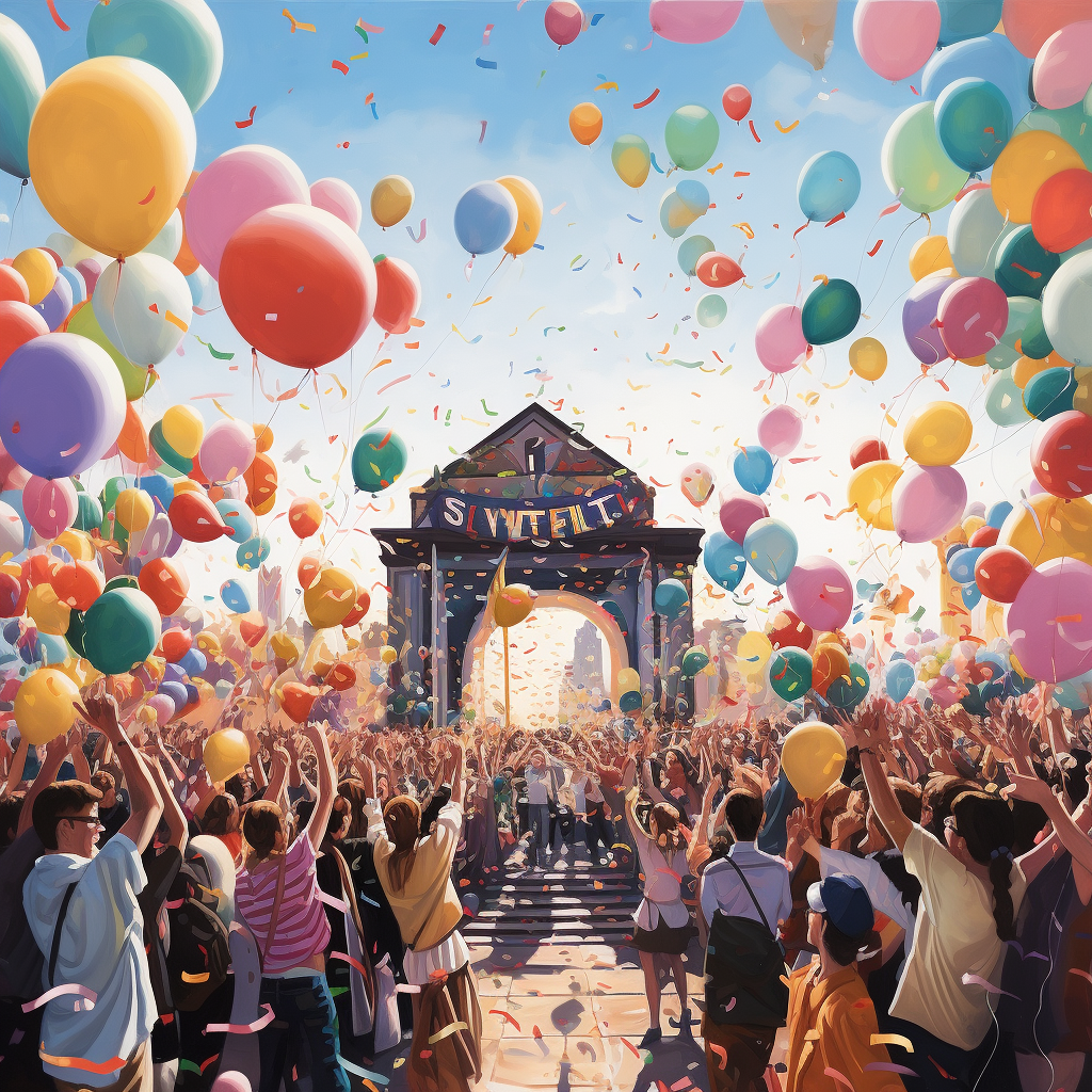 Colorful party decorations and balloons